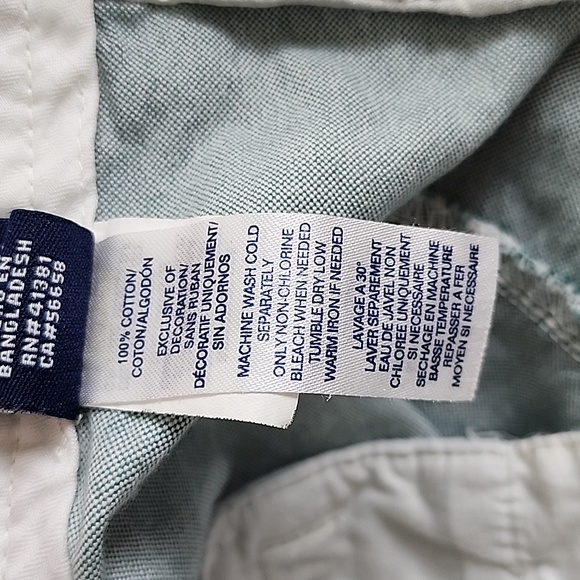 Chaps Belgian green 100% cotton flat front Bermuda shorts Size 38 9.5" inseam - Picture 8 of 8